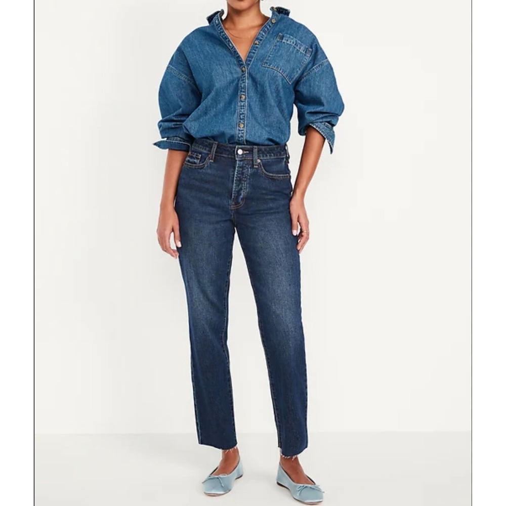 NWT Old Navy High-Waisted Button-Fly‎ OG Straight Ankle Jeans Sz 16P